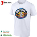 Skeleton peace sign Bony Hand Beach Club tropical sunset badge shirt