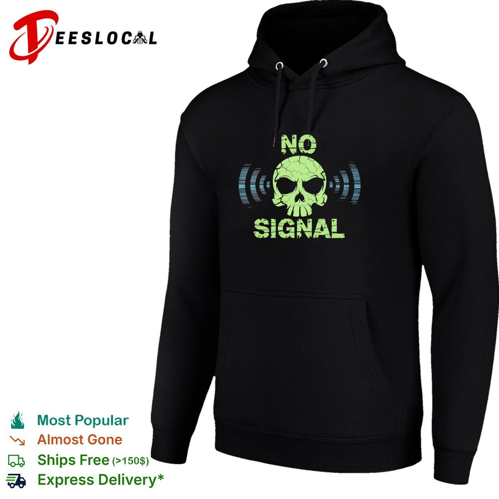 Skull no signal radio waves cracked shirt