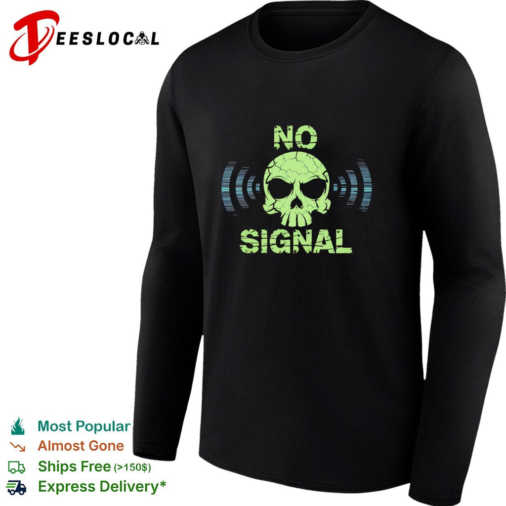 Skull no signal radio waves cracked shirt