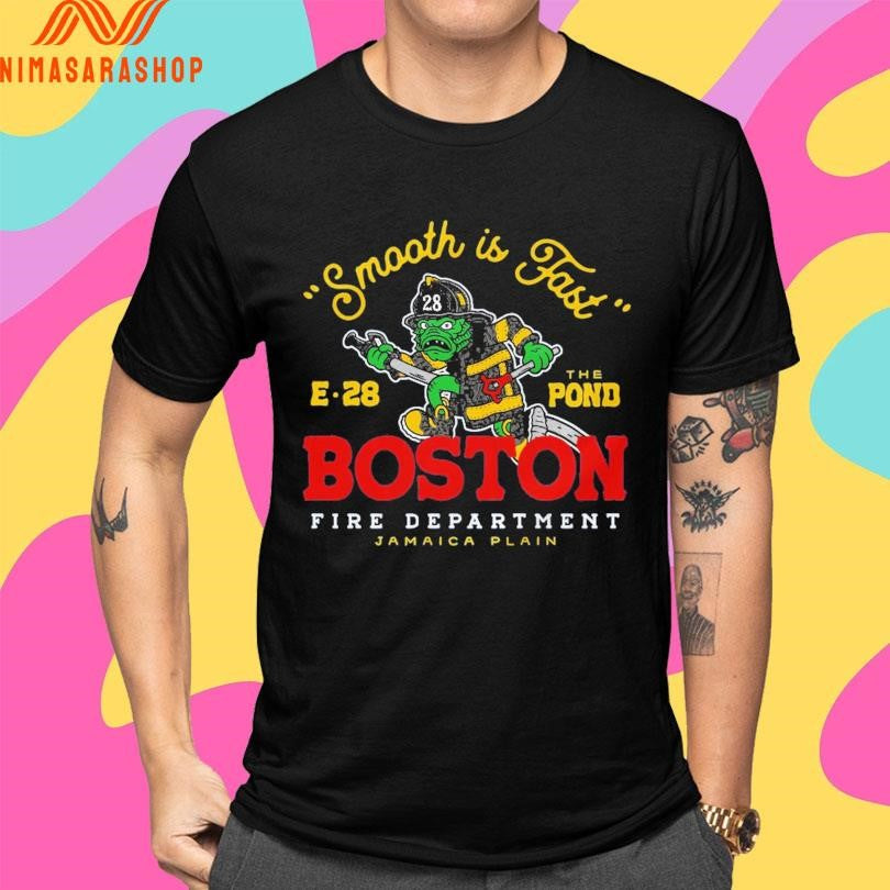Smooth Is Fast E28 The Pond Boston Fire Department Jamaica Plain Shirts