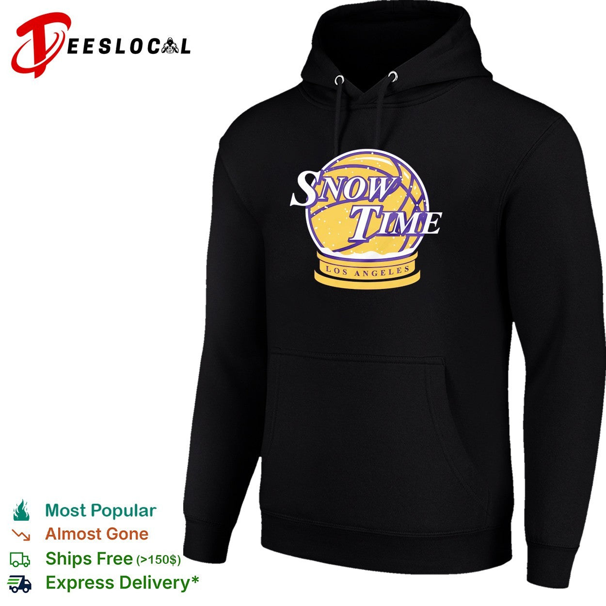 Snow Time Los Angeles Lakers basketball snow globe Showtime parody shirt