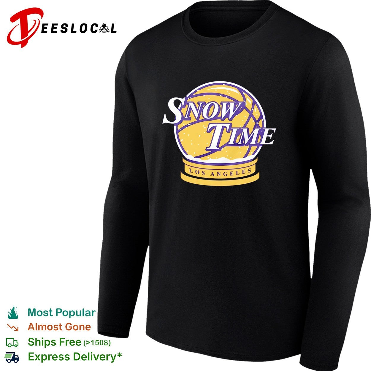 Snow Time Los Angeles Lakers basketball snow globe Showtime parody shirt