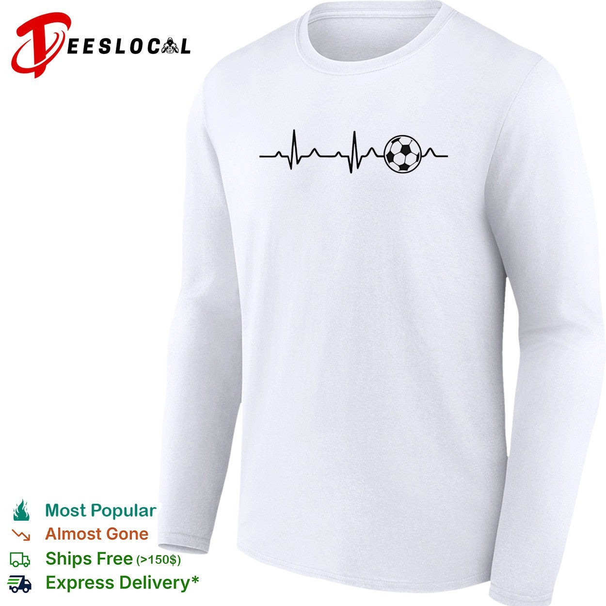 Soccer ball heartbeat EKG lifeline shirt
