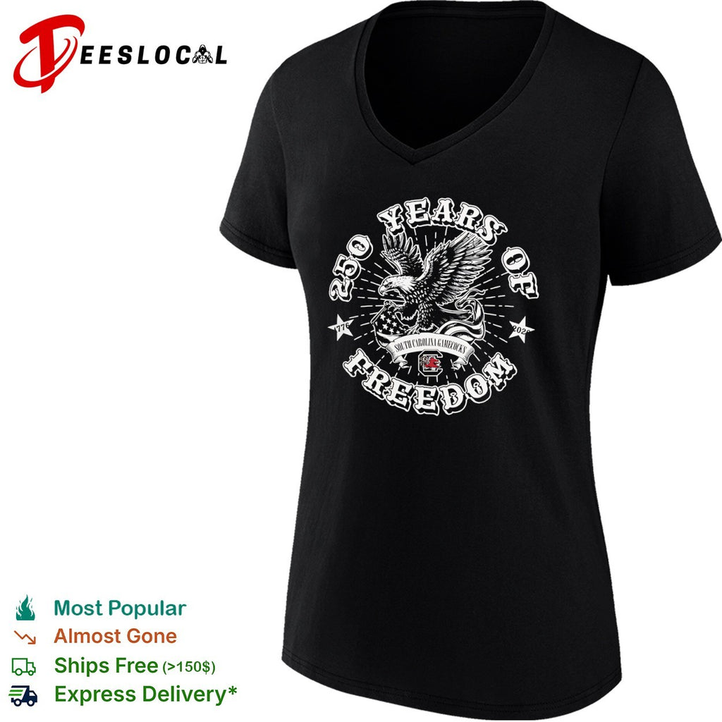South Carolina Gamecocks 250 Years of Freedom 1776 2026 eagle American flag shirt
