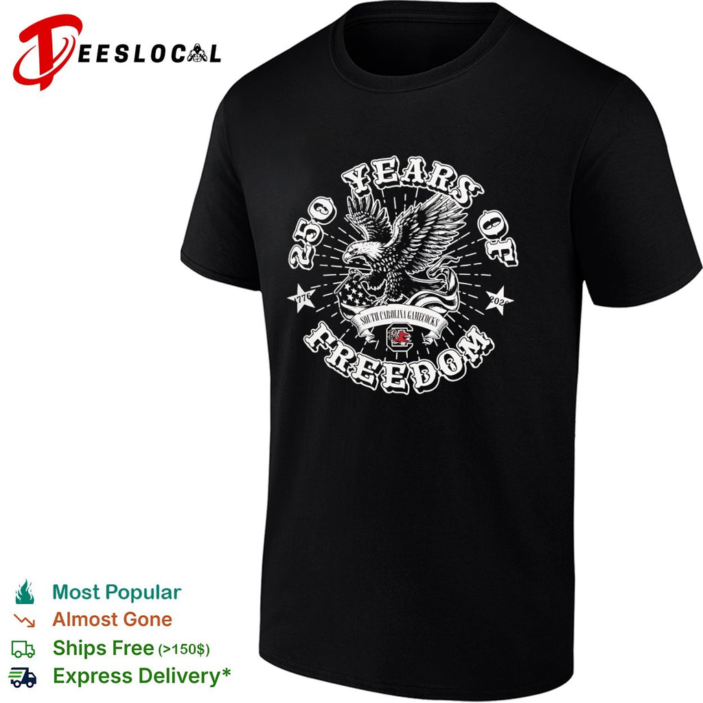 South Carolina Gamecocks 250 Years of Freedom 1776 2026 eagle American flag shirt