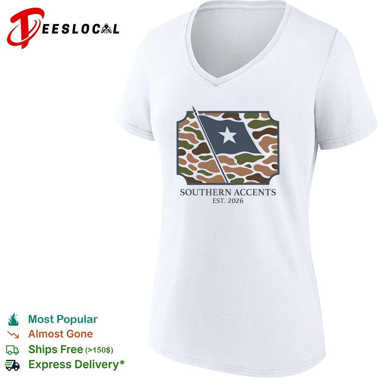 Southern Accents est 2026 camo flag shirt