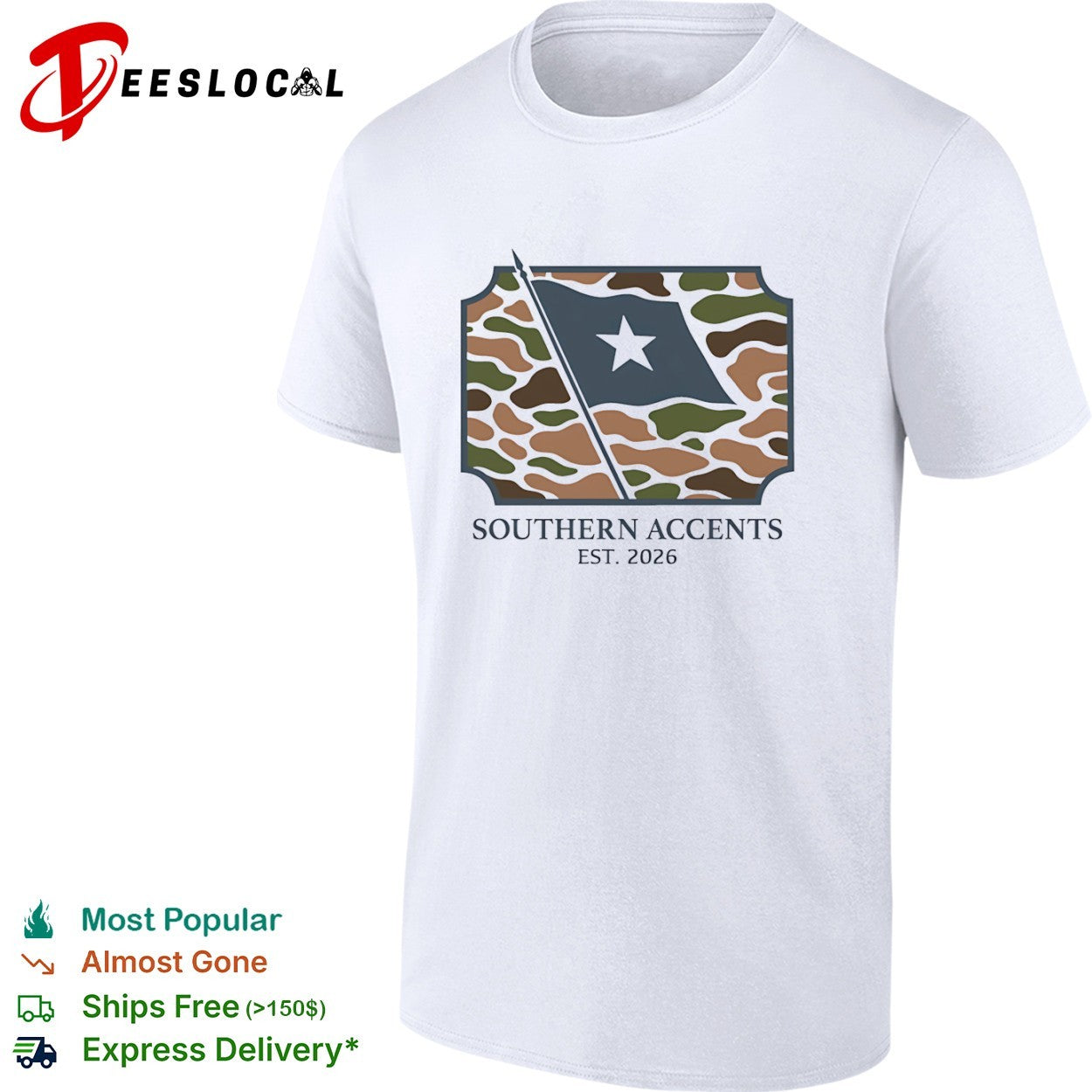 Southern Accents est 2026 camo flag shirt