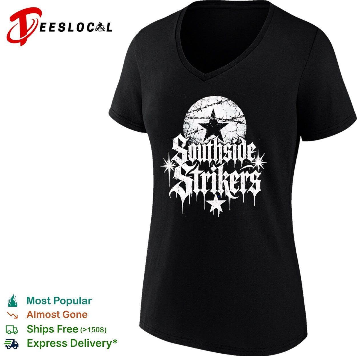 Southside Strikers Barbed Wire Star Gothic Lettering Logo shirt