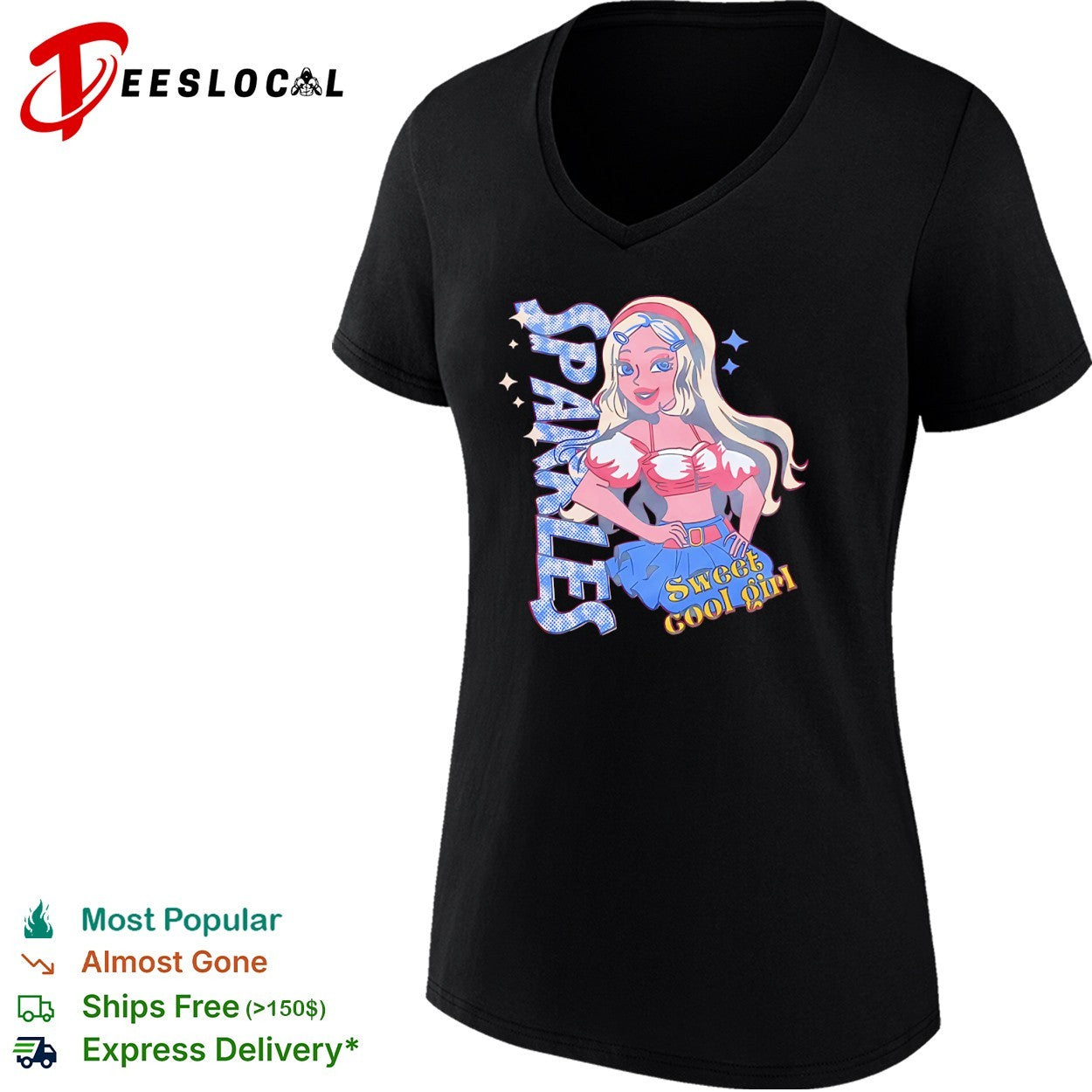 Sparkles Sweet Cool Girl Y2K Aesthetic Retro Cartoon Anime shirt