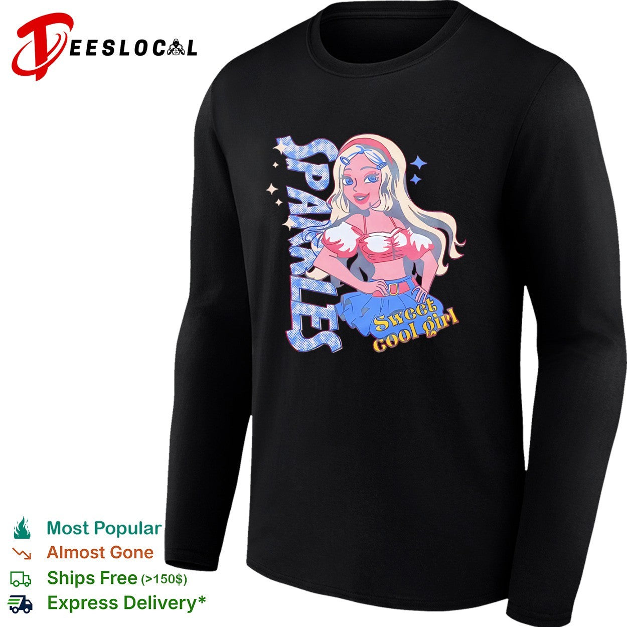 Sparkles Sweet Cool Girl Y2K Aesthetic Retro Cartoon Anime shirt