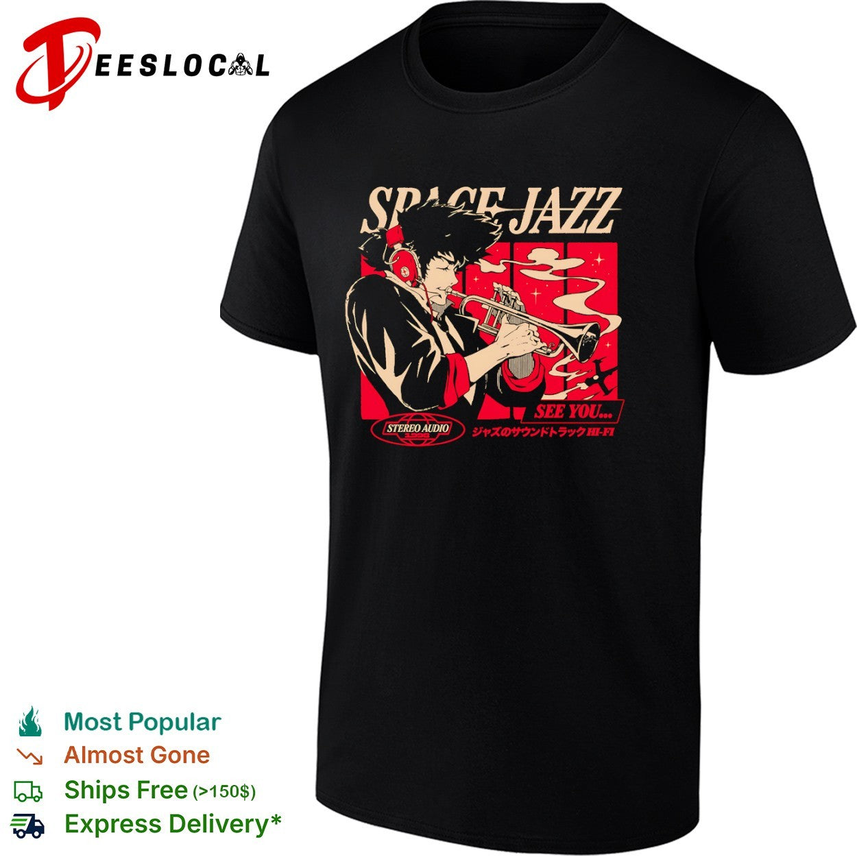 Spike Spiegel Cowboy Bebop space jazz see you trumpet anime shirt