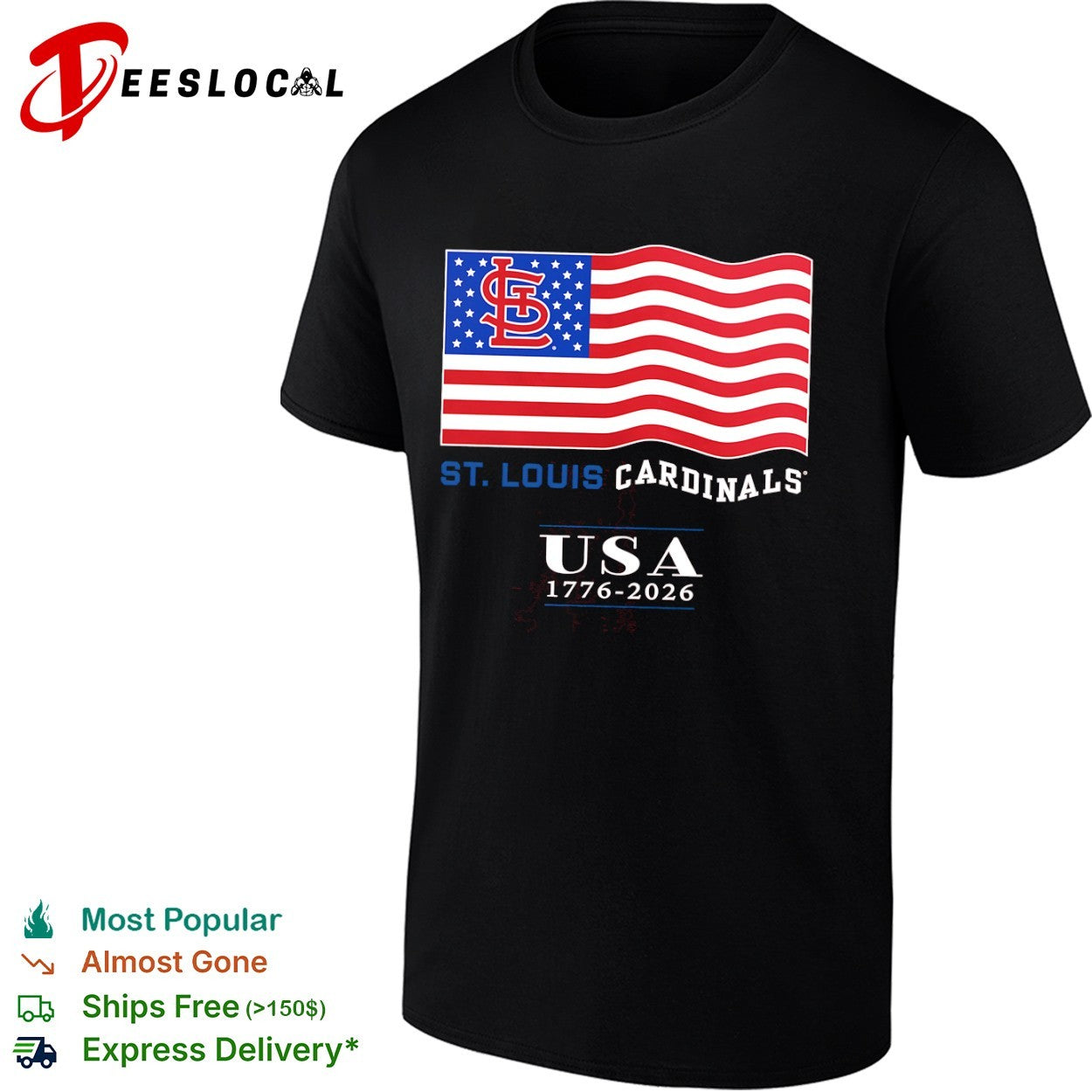St Louis Cardinals USA 1776 2026 American Flag MLB Baseball shirt