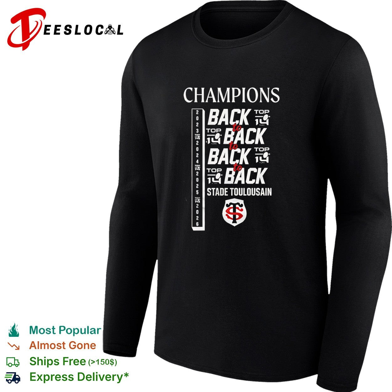 Stade Toulousain Champions Back to Back Top 14 2023 2024 2025 2026 shirt