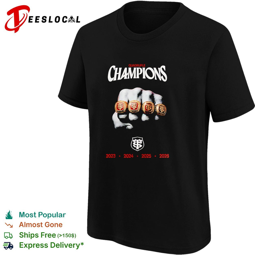 Stade Toulousain Quadruple Champions 2023 2024 2025 2026 Rugby Ring shirt