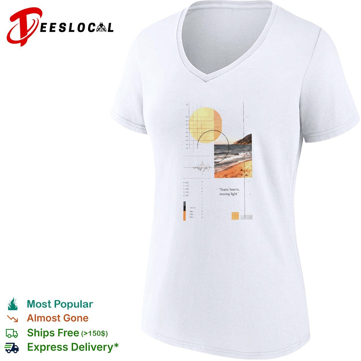 Static hearts moving light beach photo collage shirt