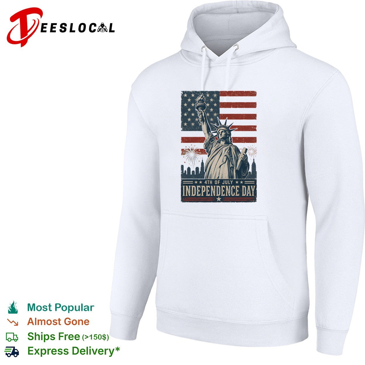 Statue of Liberty 4th of July Independence Day fireworks American flag shirt