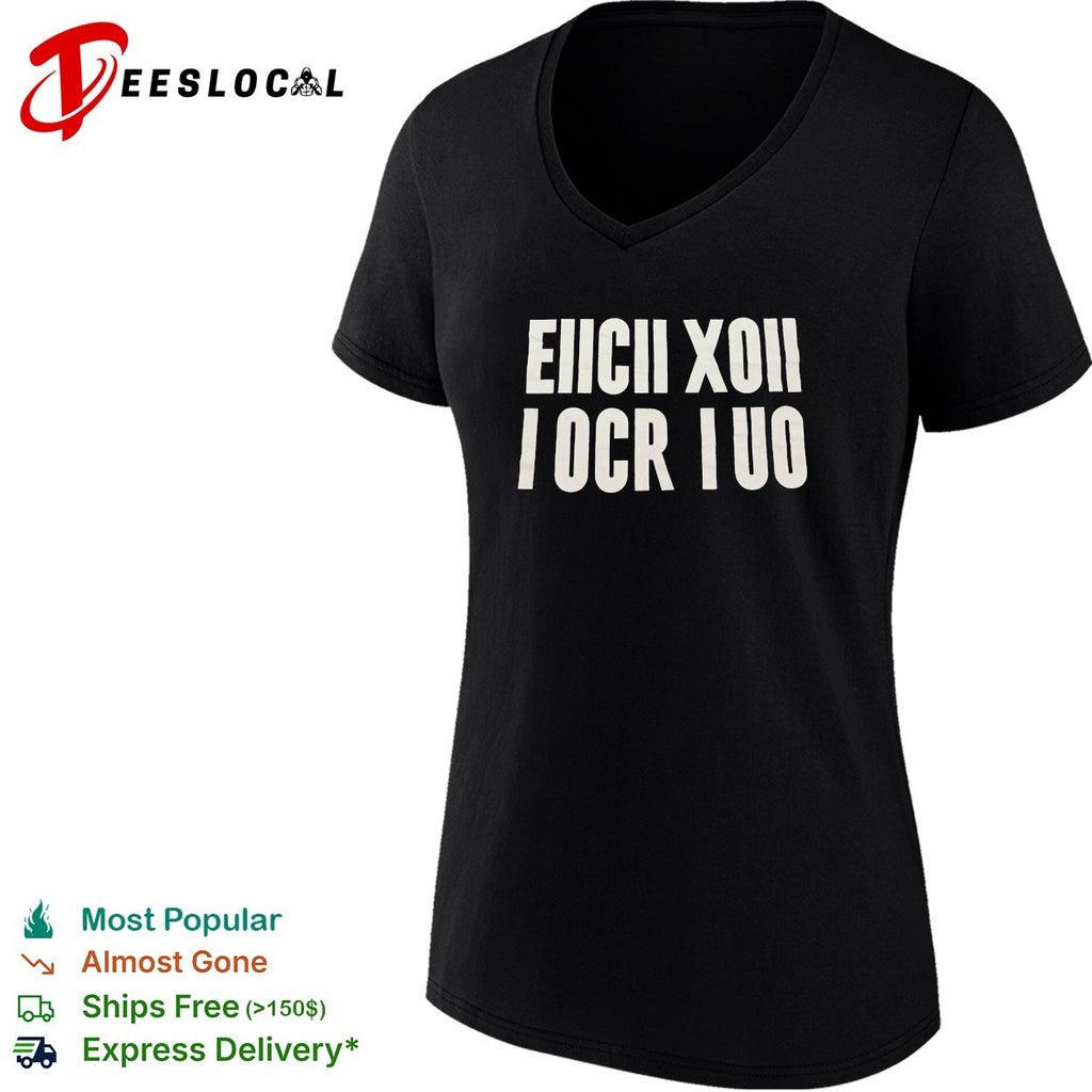 Stencil block letters abstract text shirt
