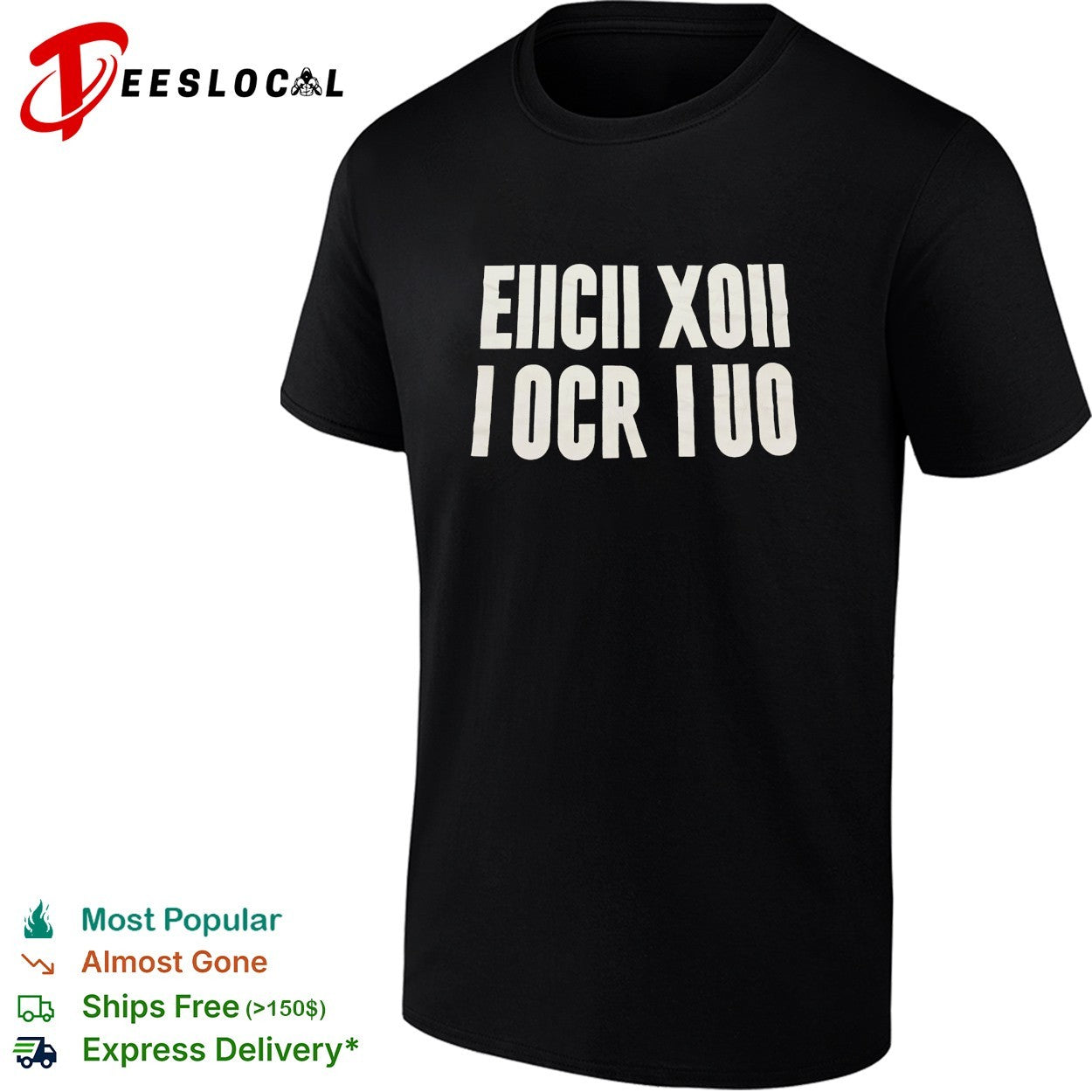 Stencil block letters abstract text shirt