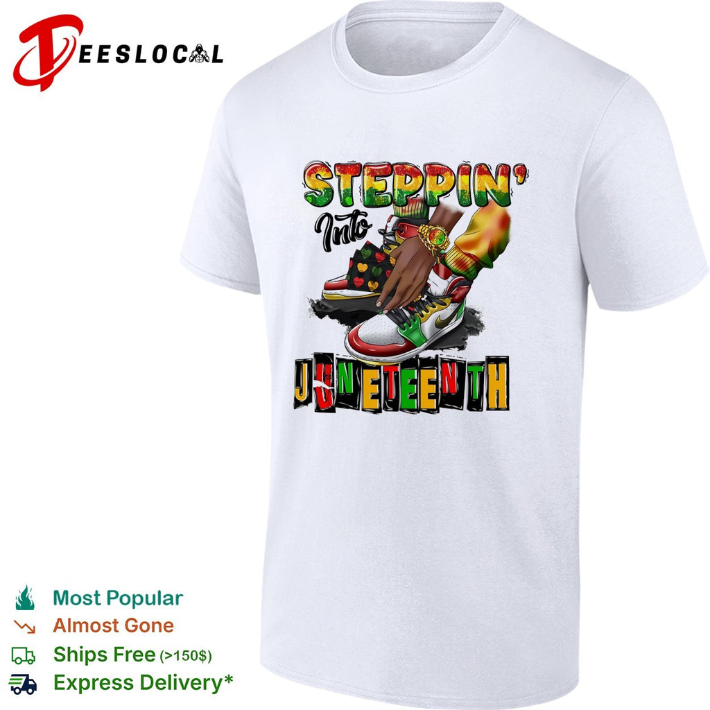 Steppin Into Juneteenth watch and outfit with African flag pattern retro shirt