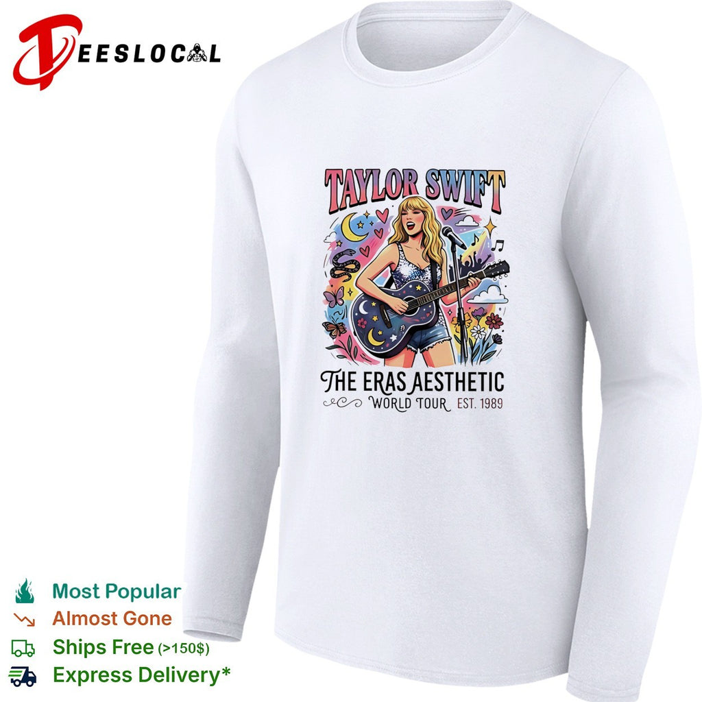 Swift playing guitar the eras aesthetic world tour retro shirt