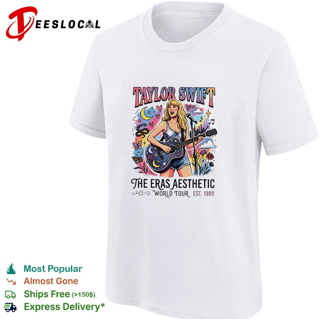 Swift playing guitar the eras aesthetic world tour retro shirt