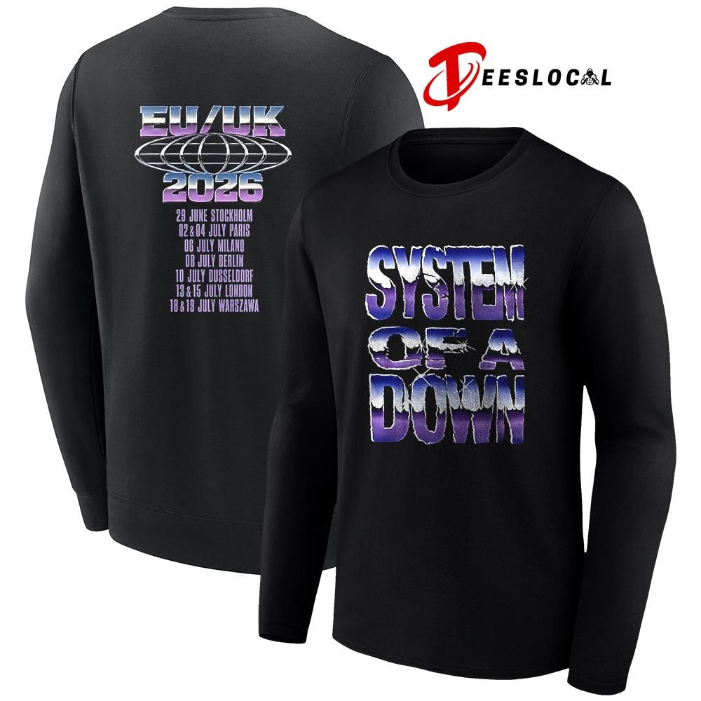 System Of A Down EU and UK tour logo style dates schedule shirt