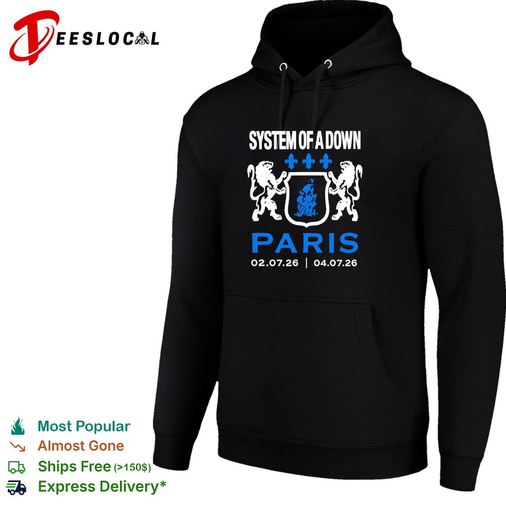 System of a Down Paris concert July 2026 heraldic crest lions shirt