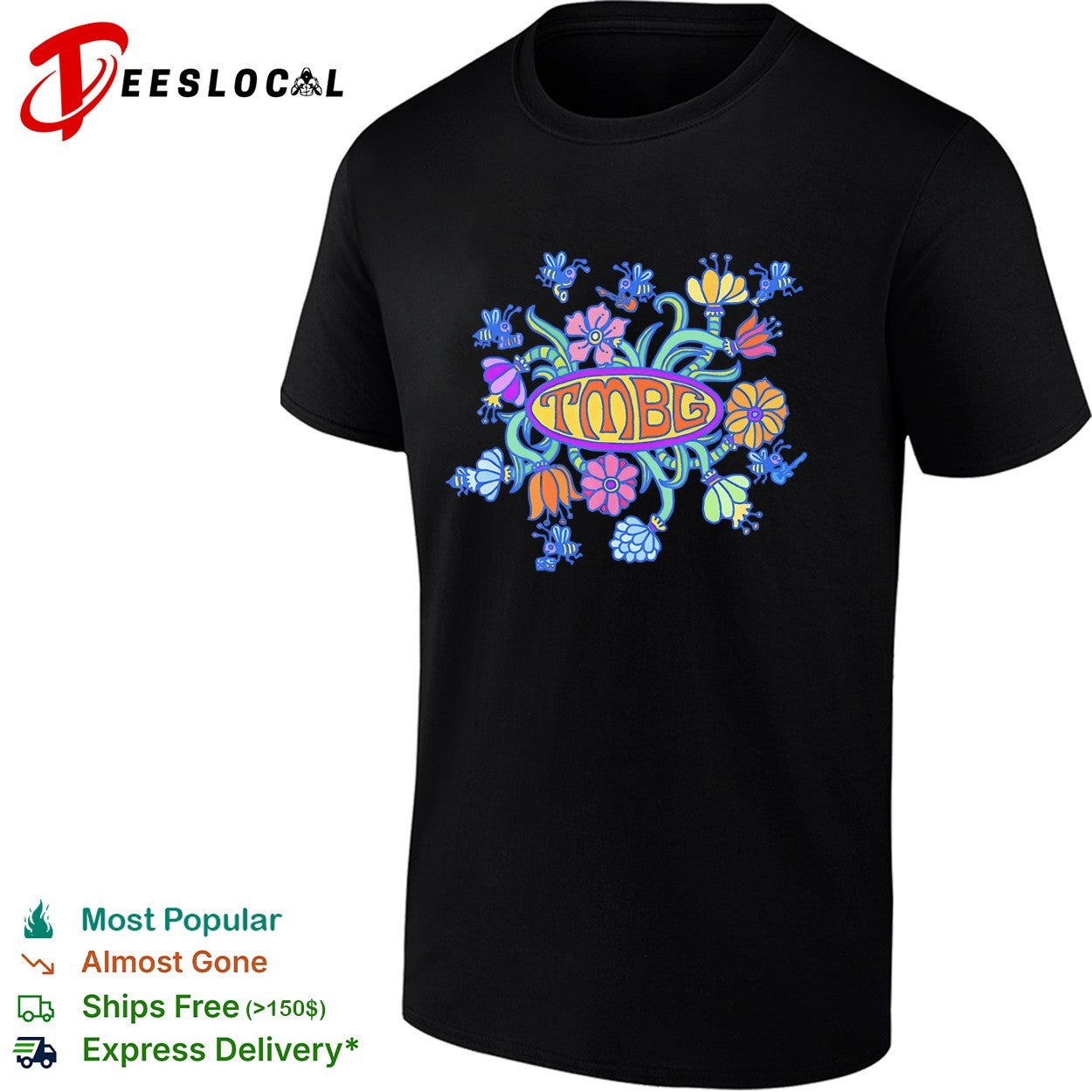 TMBG They Might Be Giants Band Logo Floral Bees Shirt