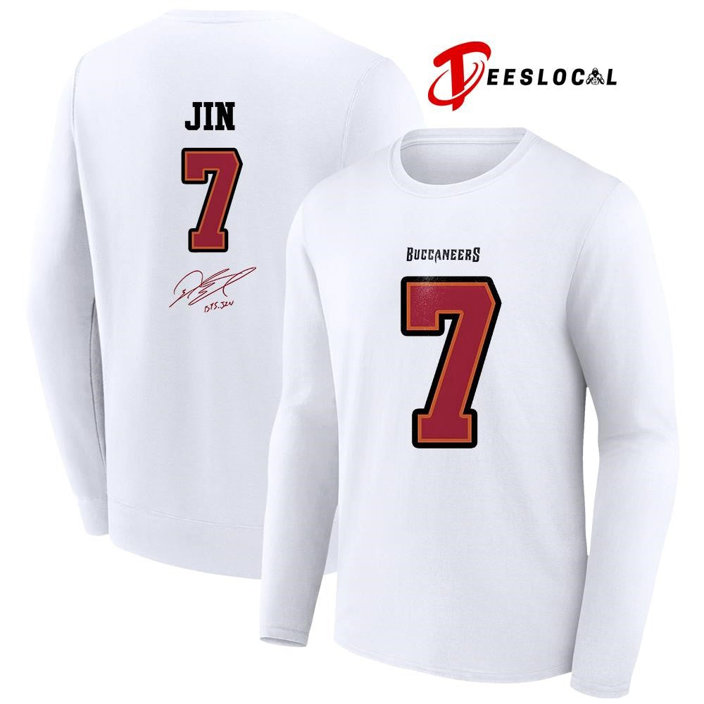 Tampa Bay Buccaneers x BTS Jin 7 name and number signature shirt