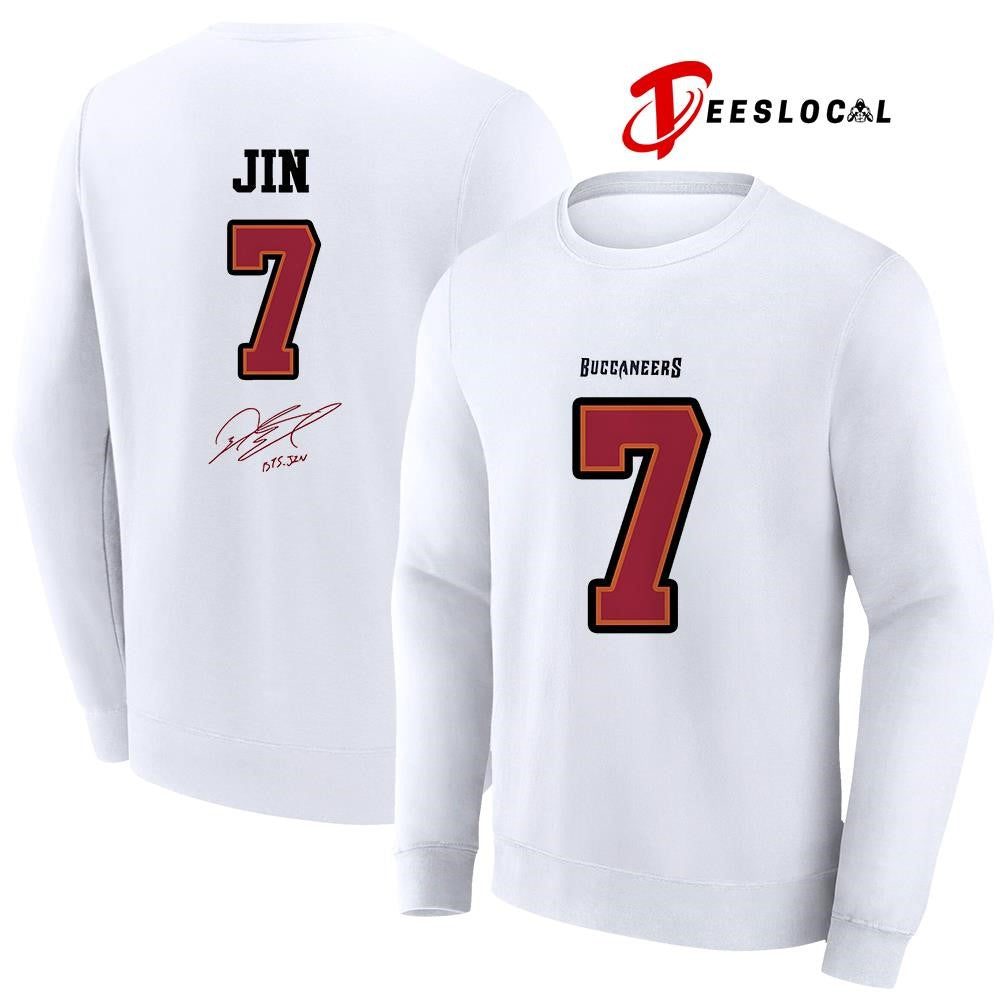 Tampa Bay Buccaneers x BTS Jin 7 name and number signature shirt