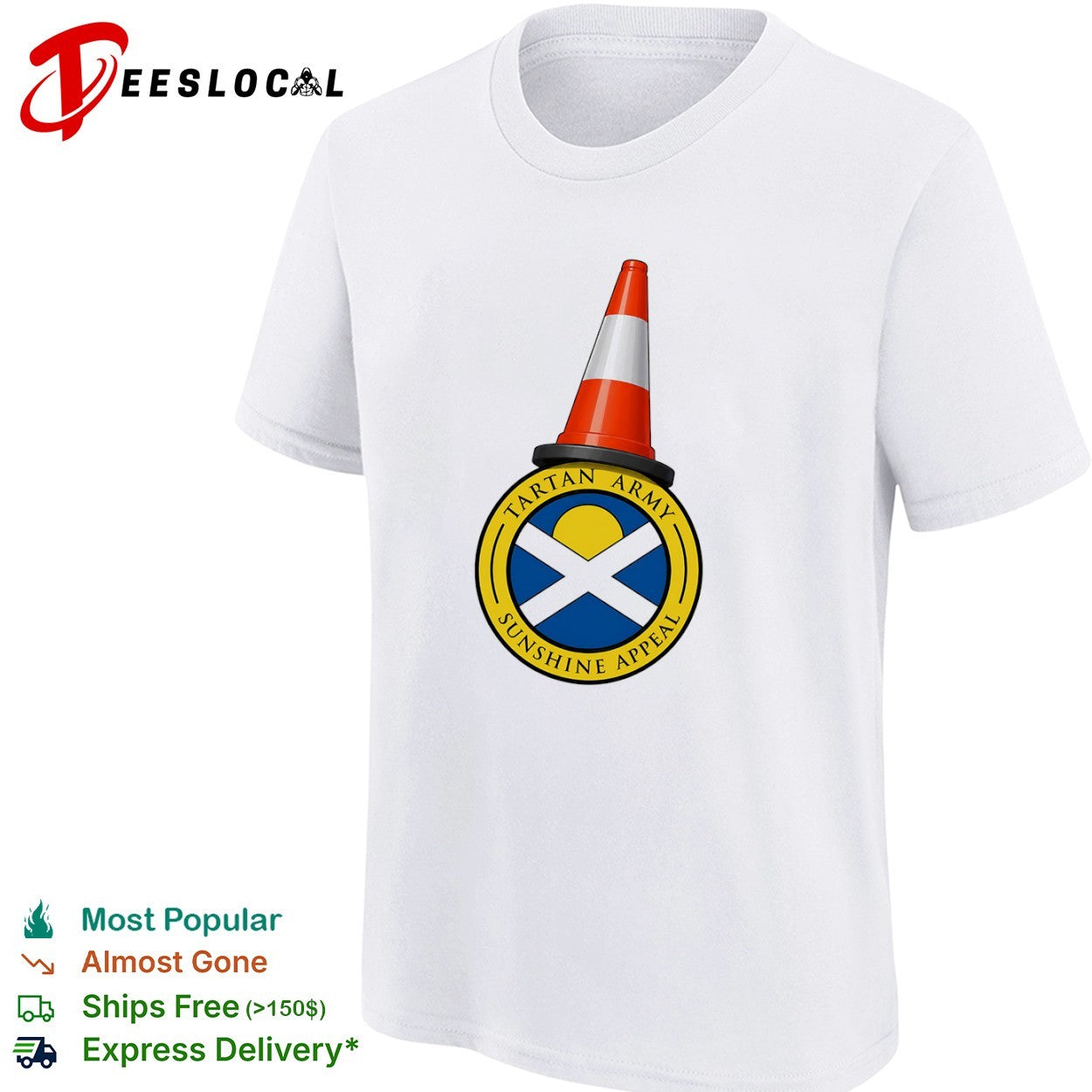 Tartan Army Sunshine Appeal Scotland Football Fans Traffic Cone Emblem shirt