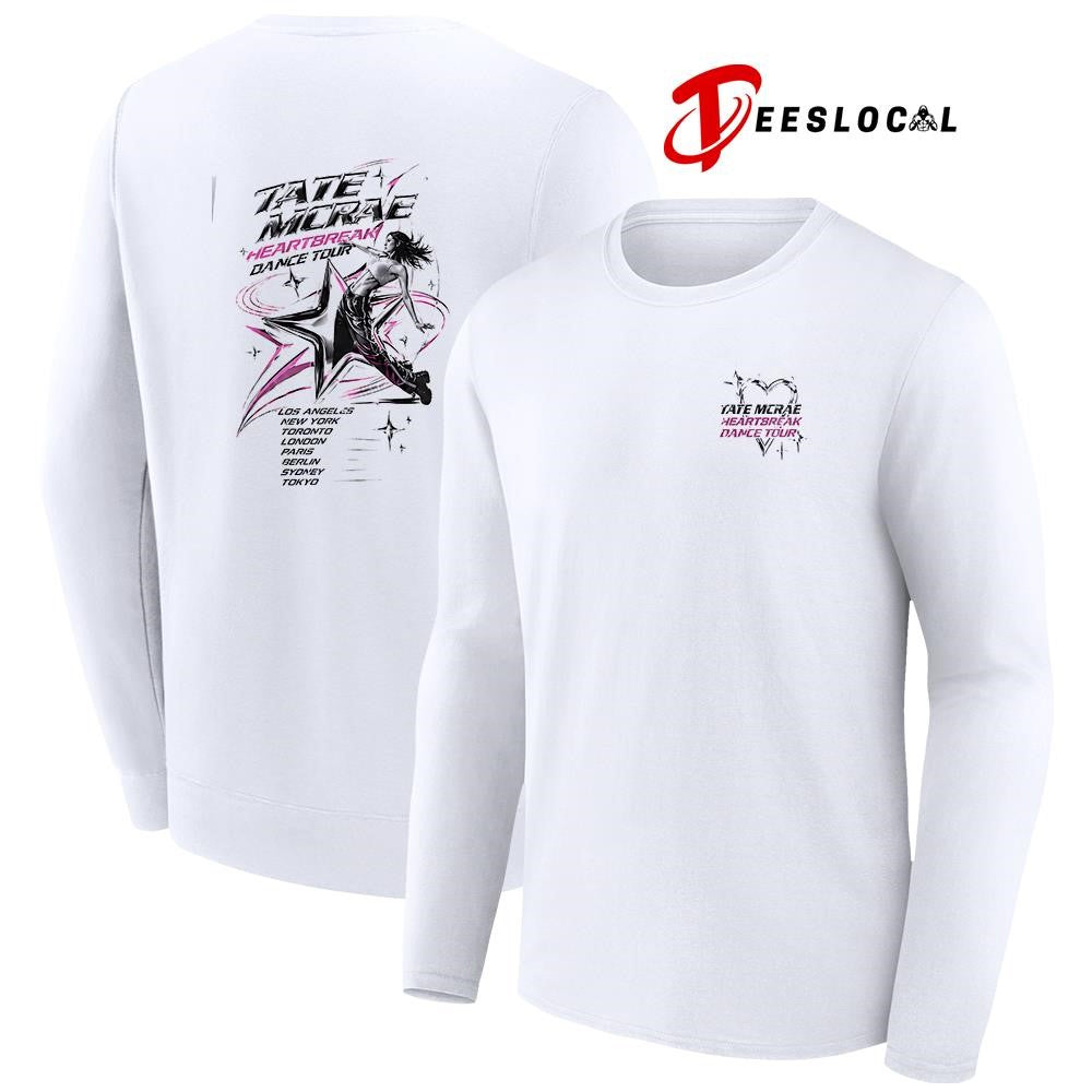 Tate McRae Heartbreak Dance tour cities graphic shirt