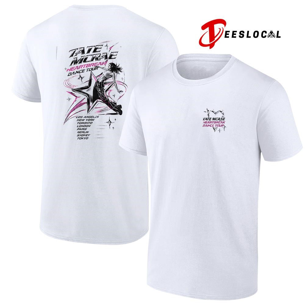 Tate McRae Heartbreak Dance tour cities graphic shirt