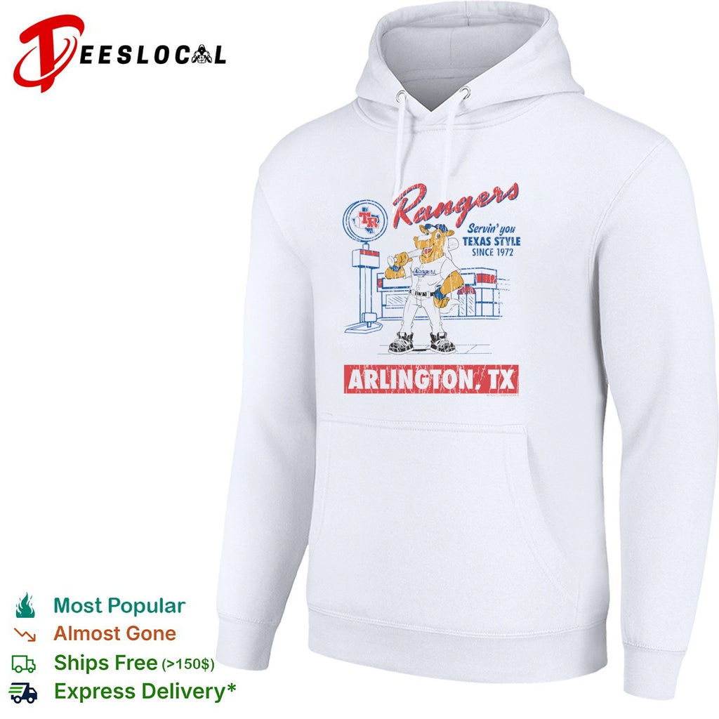 Texas Rangers Captain Mascot Servin you Texas Style Since 1972 Arlington TX shirt
