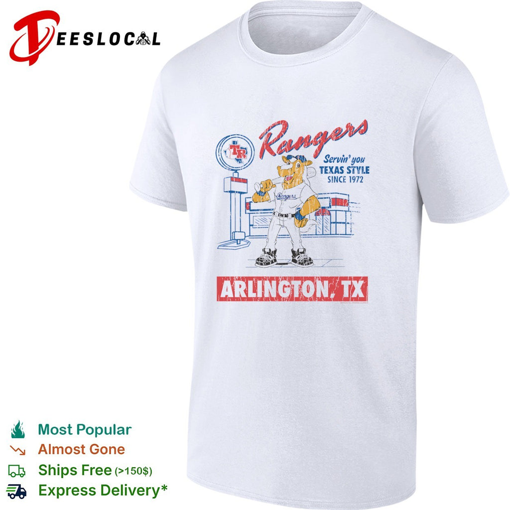 Texas Rangers Captain Mascot Servin you Texas Style Since 1972 Arlington TX shirt