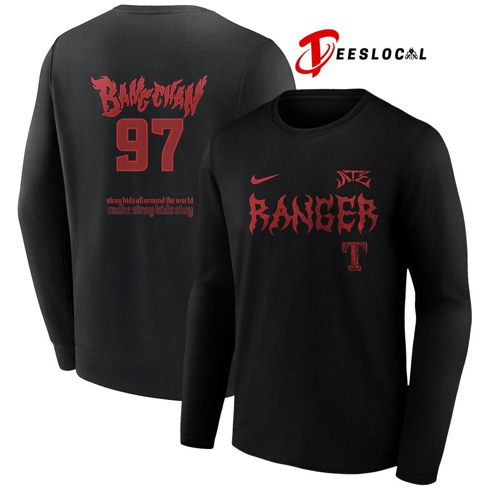 Texas Rangers x Stray Kids Bangchan all around the world Dominate world tour name and number shirt