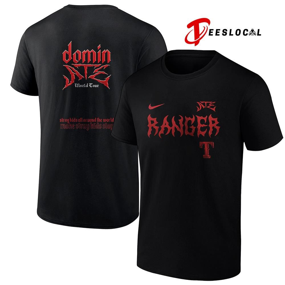 Texas Rangers x Stray Kids Domin all around the world Dominate world tour name and number shirt