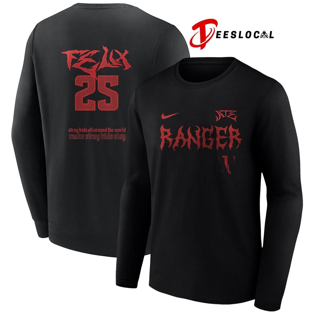 Texas Rangers x Stray Kids Felix all around the world Dominate world tour name and number shirt