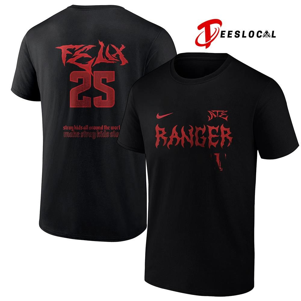 Texas Rangers x Stray Kids Felix all around the world Dominate world tour name and number shirt