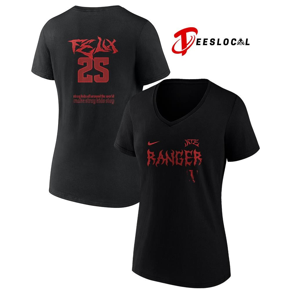 Texas Rangers x Stray Kids Felix all around the world Dominate world tour name and number shirt