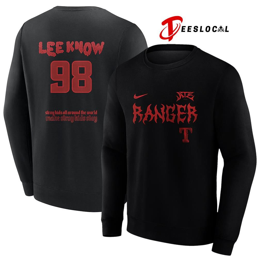 Texas Rangers x Stray Kids Lee Know all around the world Dominate world tour name and number shirt