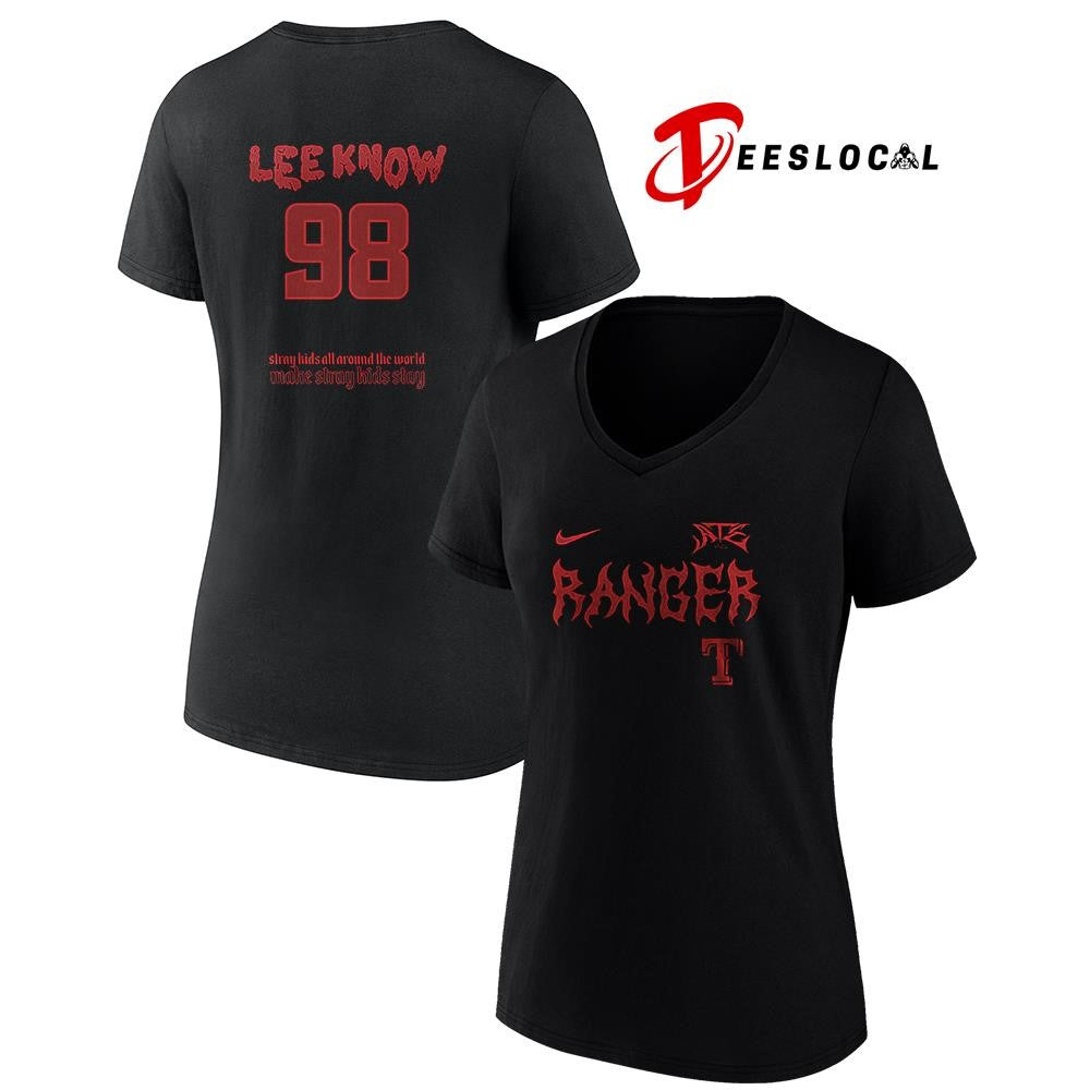 Texas Rangers x Stray Kids Lee Know all around the world Dominate world tour name and number shirt