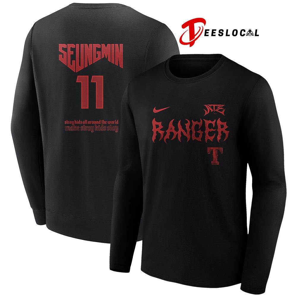 Texas Rangers x Stray Kids Seung Min all around the world Dominate world tour name and number shirt