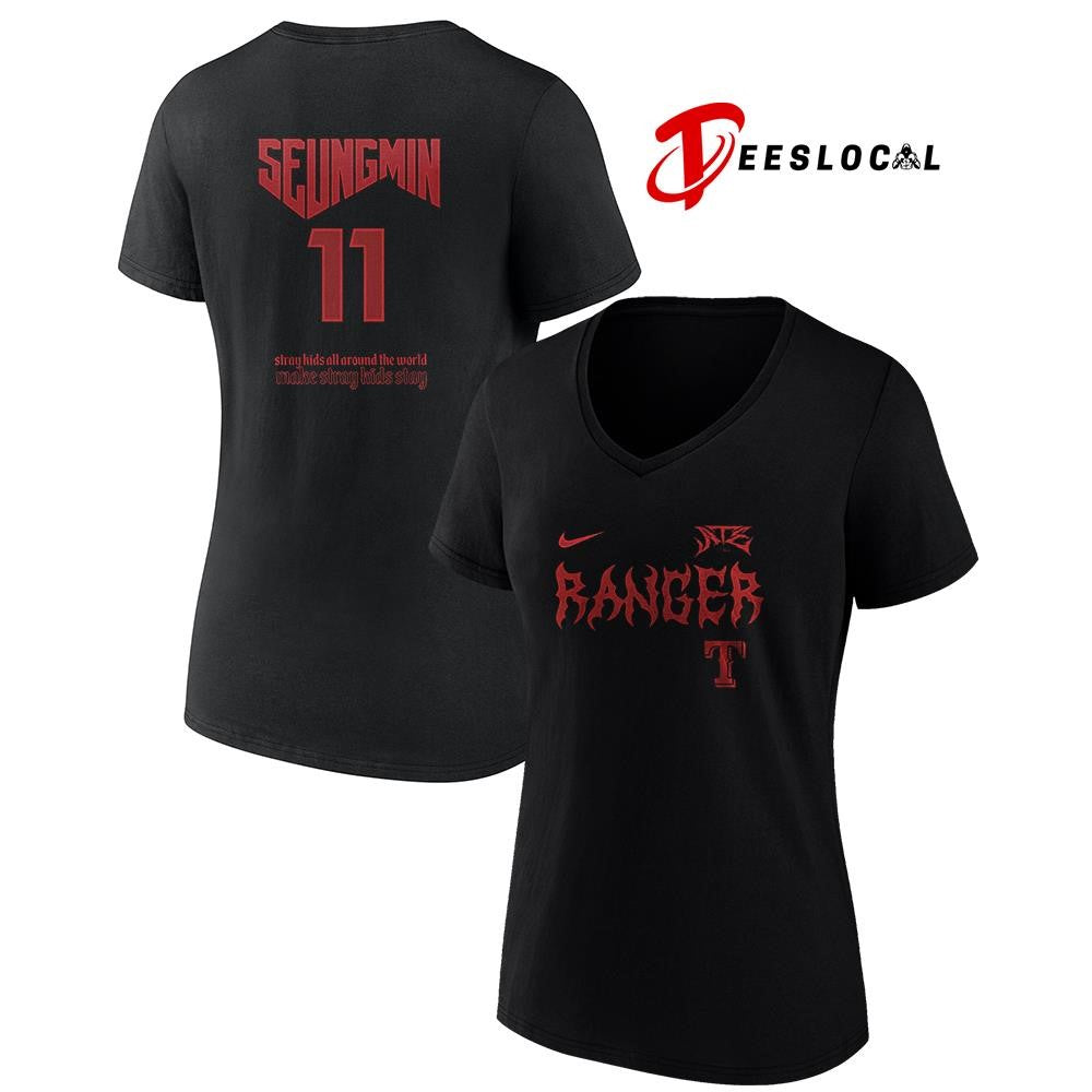 Texas Rangers x Stray Kids Seung Min all around the world Dominate world tour name and number shirt