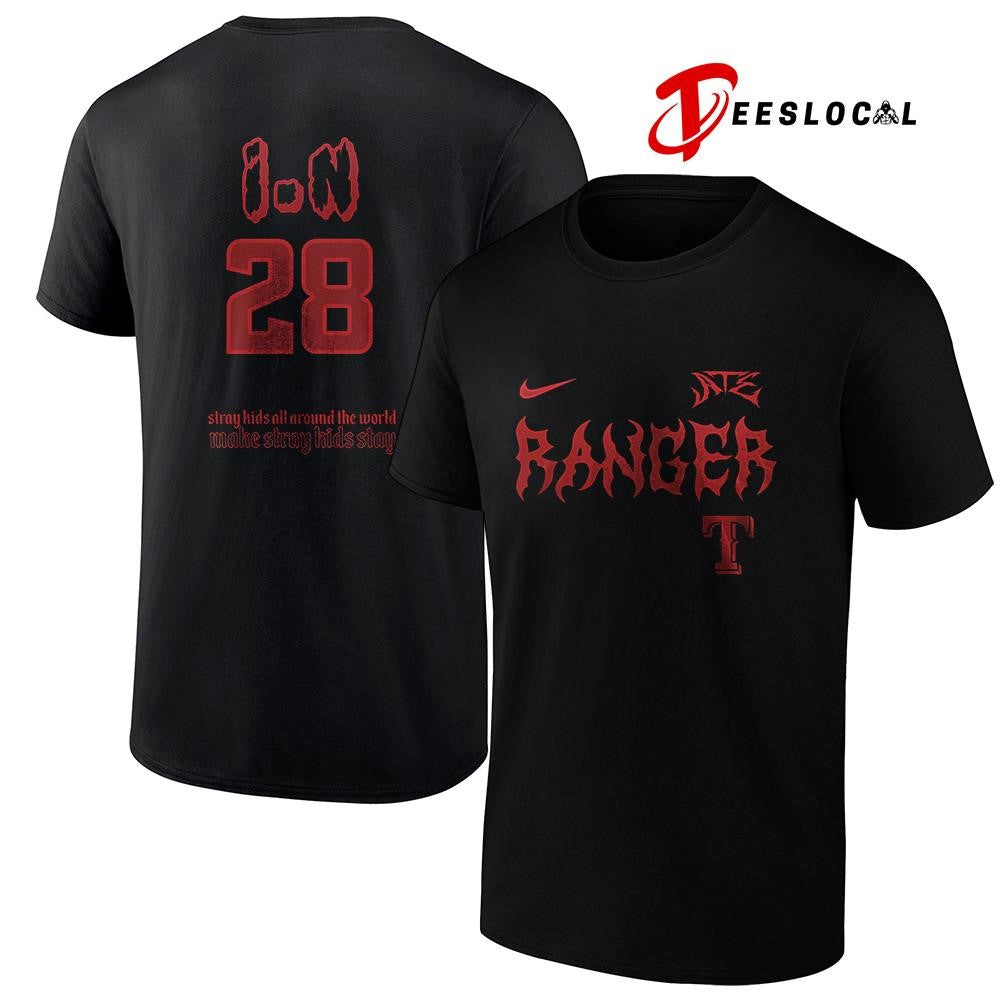 Texas Rangers x Stray Kids all around the world Dominate world tour name and number shirt