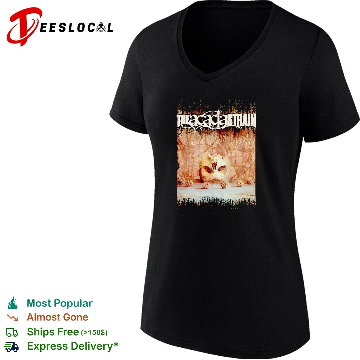 The Acacia Strain skull virus spikes dead wall shirt