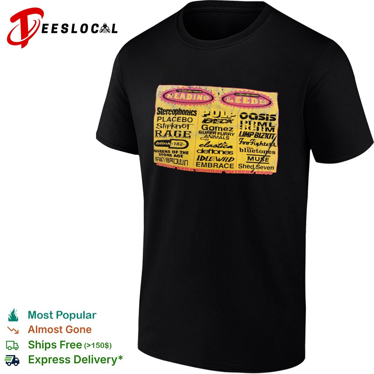 The Carling Weekend Reading Leeds August bank holiday weekend 2000 lineup shirt