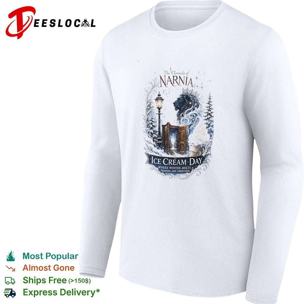 The Chronicles of Narnia ice cream day where winter meets wonder and sweetness Aslan wardrobe shirt