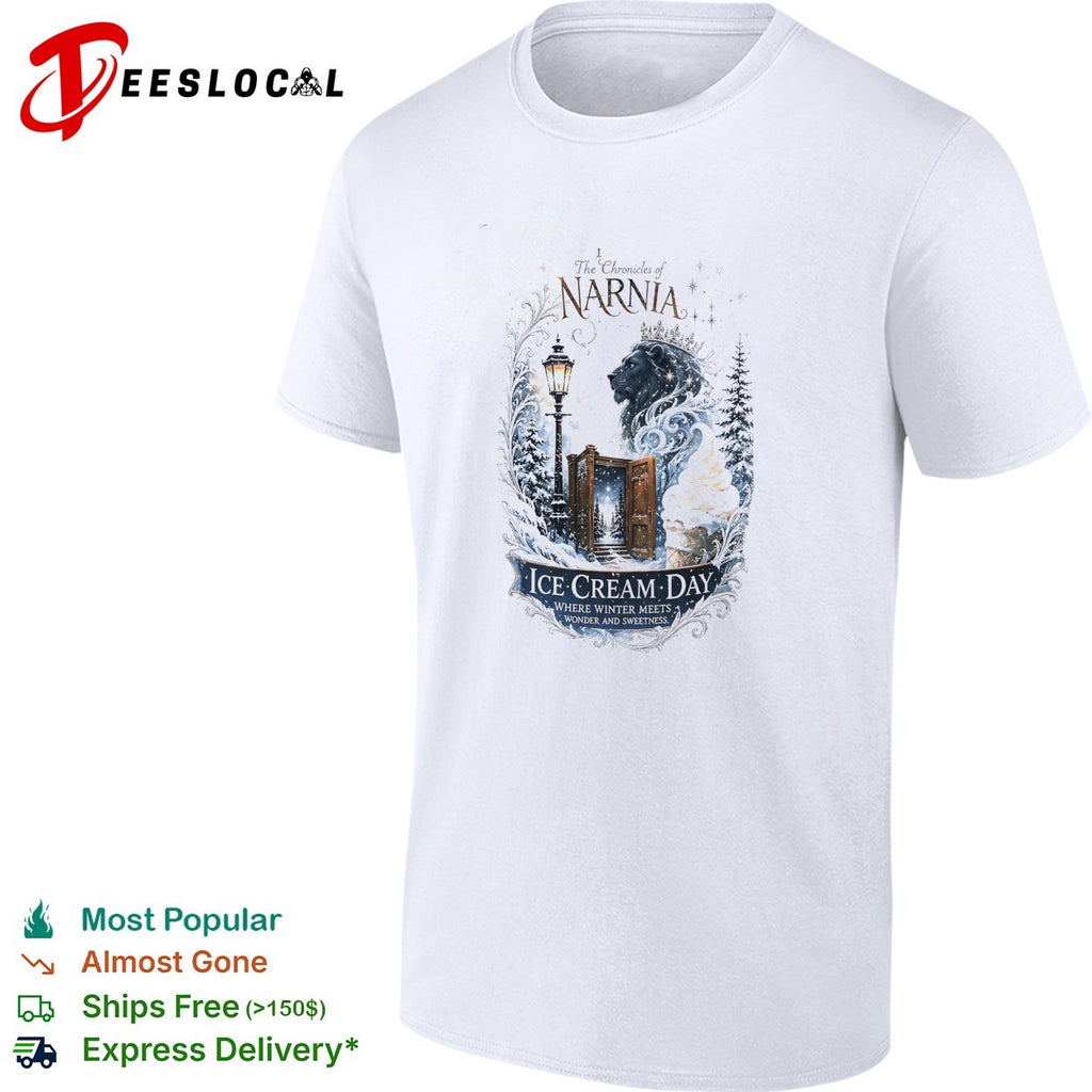 The Chronicles of Narnia ice cream day where winter meets wonder and sweetness Aslan wardrobe shirt