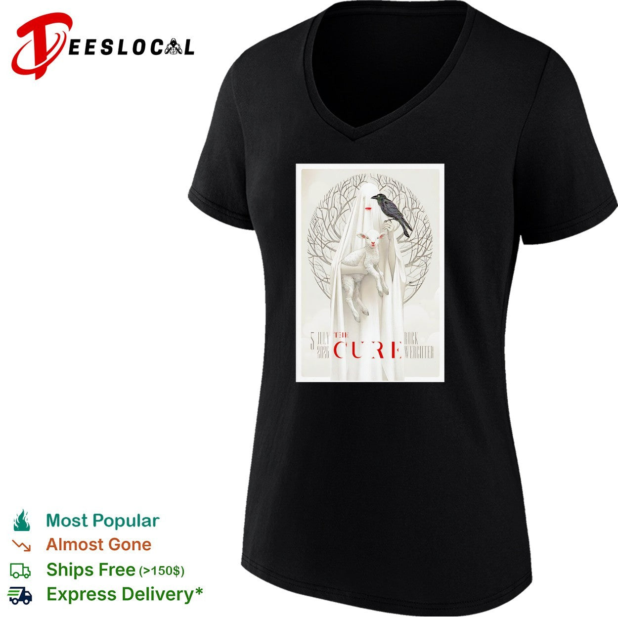 The Cure Rock Werchter July 5 2026 ghost holding lamb and raven concert shirt
